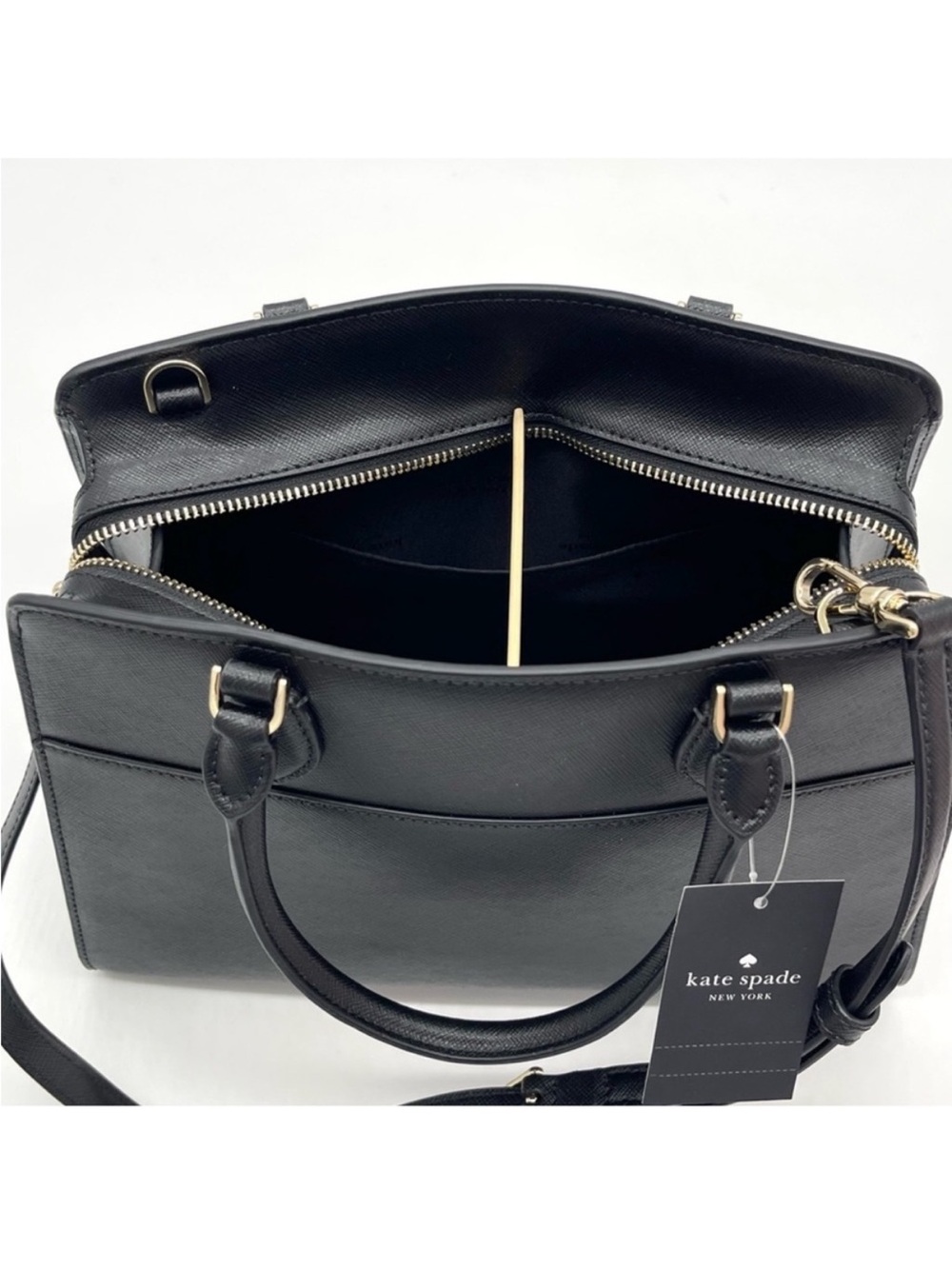Kate Spade Classic Black Medium Satchel Crossbody - Picture 9 of 11